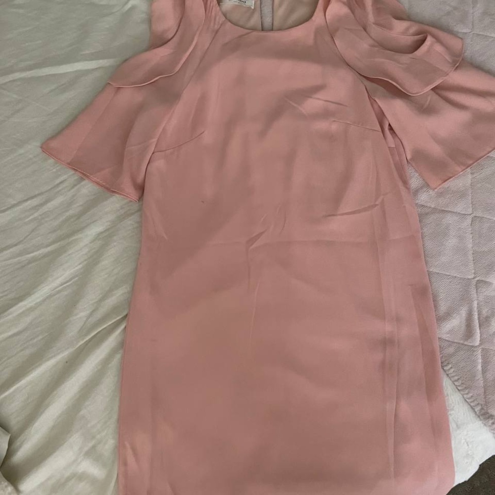 Promod Soft Pink Mini Dress with Ruffle Sleeves